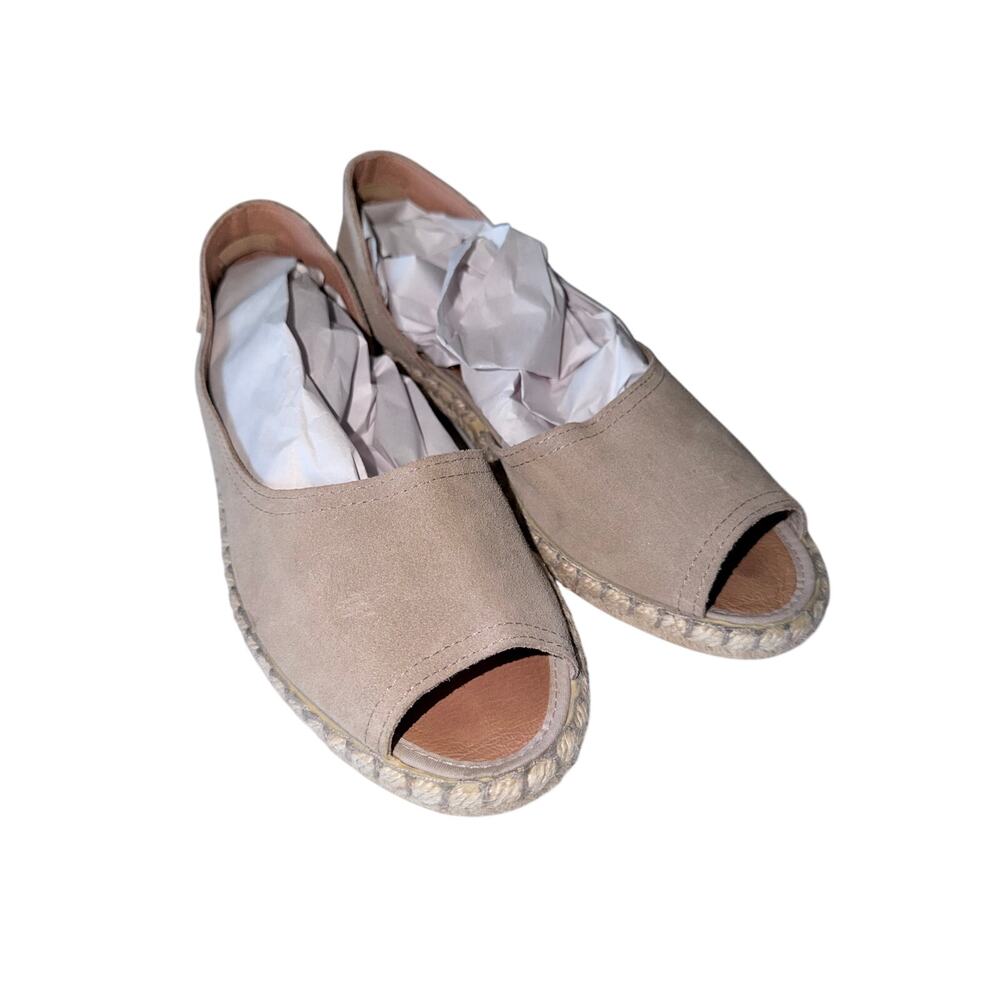 Verbenas tan suede leather slip on casual shoes peep toe Spain EU 40 espadrille